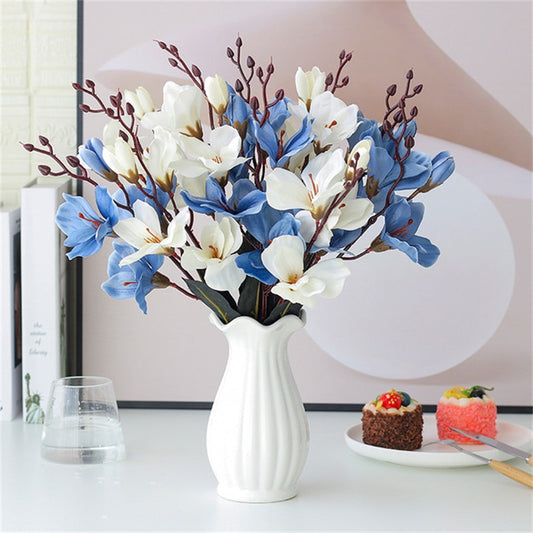 Elegant 5-Branch Orchid and Magnolia Artificial Flower Bouquet