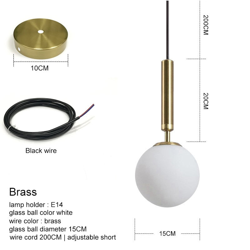 Gold Glass Ball Pendant Light