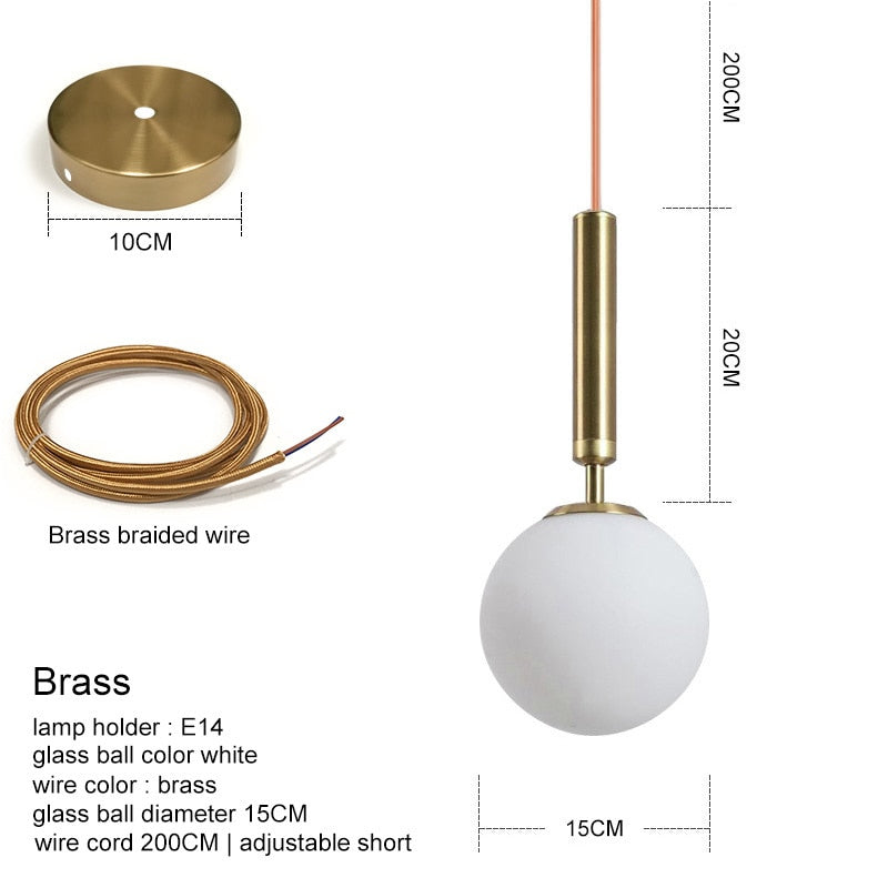 Gold Glass Ball Pendant Light